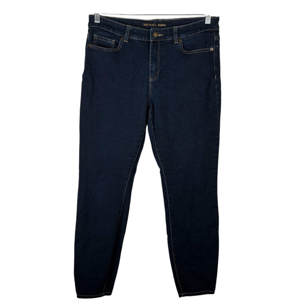 Michael Kors Women's 10 Izzy Skinny Dark Blue Jeans Denim Stretchy